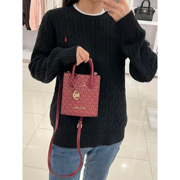 Michael Kors Extra Small Mercer Logo Crossbody Bag + Card Case Mulberry NWT $536 - Picture 10 of 14